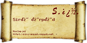 Siró Árpád névjegykártya